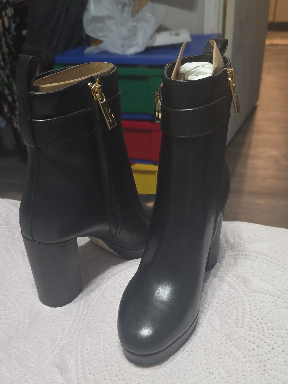 MICHAEL Michael Kors Black Leather Platform Ankle Boot - Picture 11 of 12